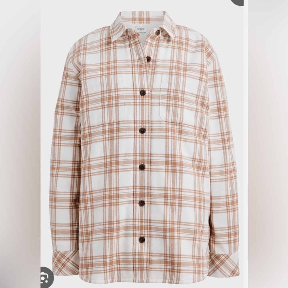J. Crew Plaid Sherpa Button Front Jacket Shacket Extra Large